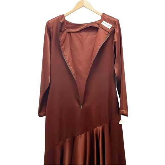 NWT Morton Myles The Warrens Vintage 1980s Bronze Satin Drop Waist Dress Size 8 - Picture 6 of 15